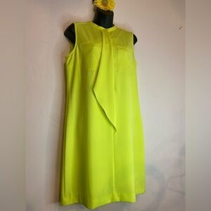 Worthington~Lime Green Button-Up Tent Dress~Sleeveless~Faux Front Pockets~Size 6
